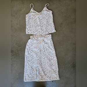 Dip Lavender and Brown Floral Top With Skirt Set